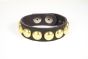 Wristband with 1 row Brass Dome Studs - Black VLeather