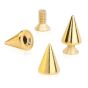 Gold 24k Plate Cone Spike Size13 - Bag of 20