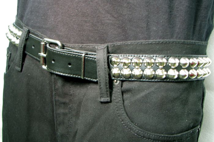Two-Row Silver Cone Studded Belt