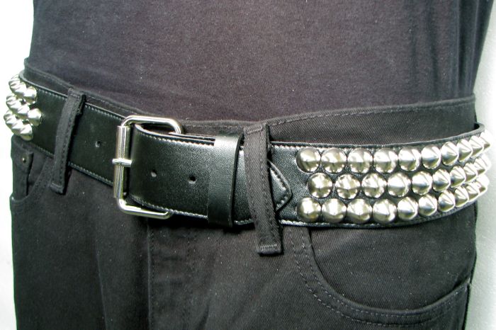 Three-Row Silver Cone Studded Belt