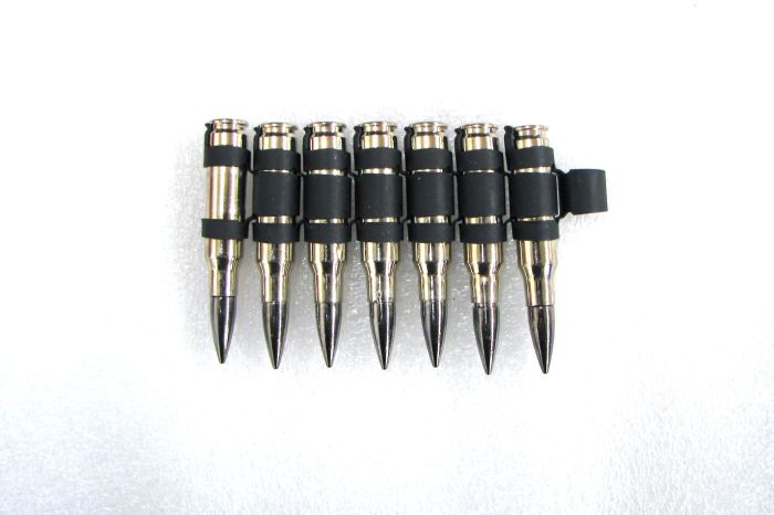 M60 bullet strip of 7 - Gunmetal Tip Silver w/X link