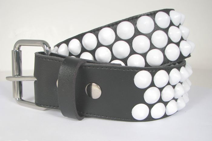 white stud vegan belt