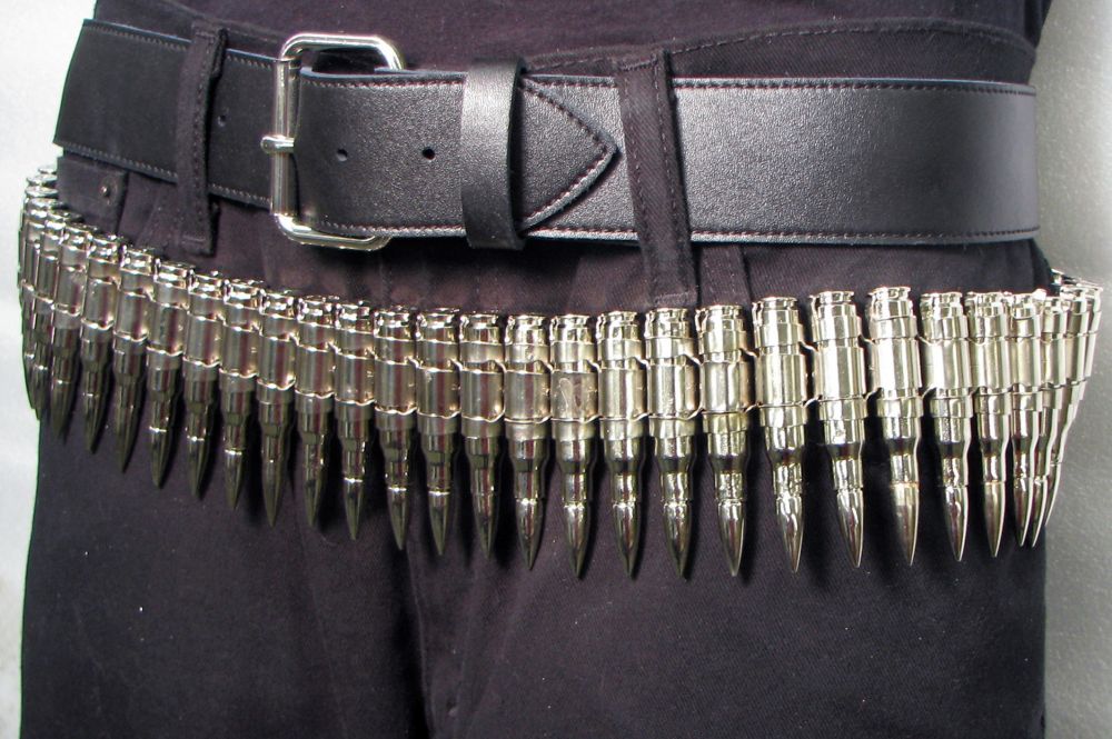 M60 Bullet Belt Full Silver W Silver Link Large
