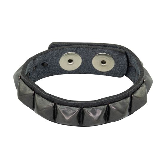 Black Pyramid Studded Wristband - One Row