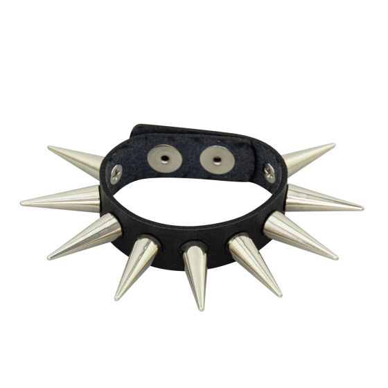 Spiked Cone Wristband - One Inch Silver Cones - One Row