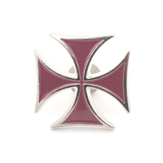 Footed Cross Badge in Red and Silver