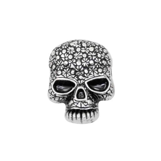 Decorated Skull Badge Screwback - Single