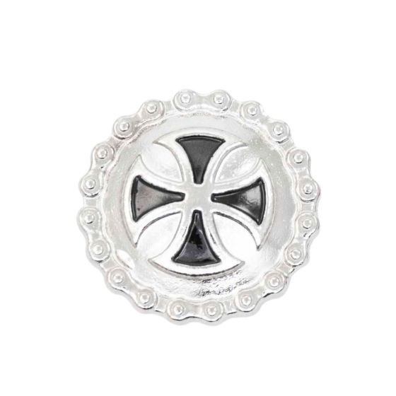 Cross With Chain Badge Screwback - single piece