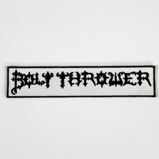 Bolt Thrower – Black 1988 logo on white cloth embroidered BOLTW06