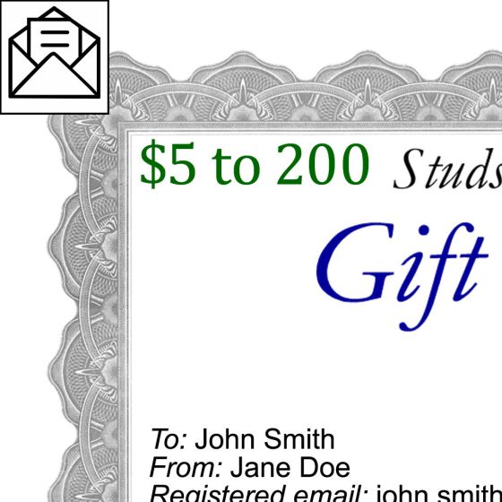 Mailed Gift Certificate - Choose Amount
