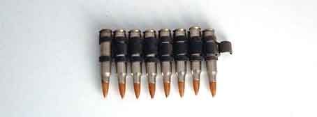 M16 bullet strip of 9 - Copper Silver w/X link