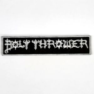 Bolt Thrower – White OG logo on black cloth embroidered BOLTB05